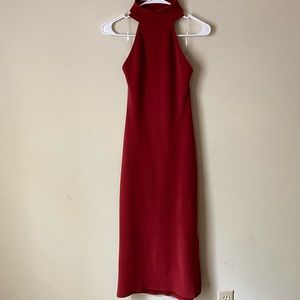 Burnt sienna bodycon slit midi dress